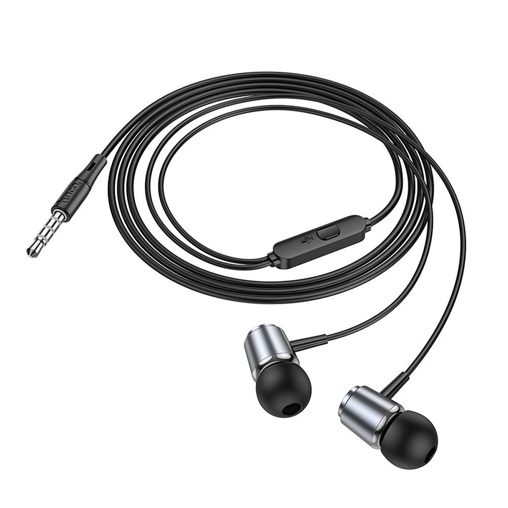 Căști cu fir Jack 3.5 mm și microfon, Hoco M108, gri metalizat