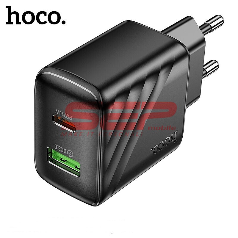 Incarcator retea Fast Charge USB-A + USB-C 20W Hoco. CS25A