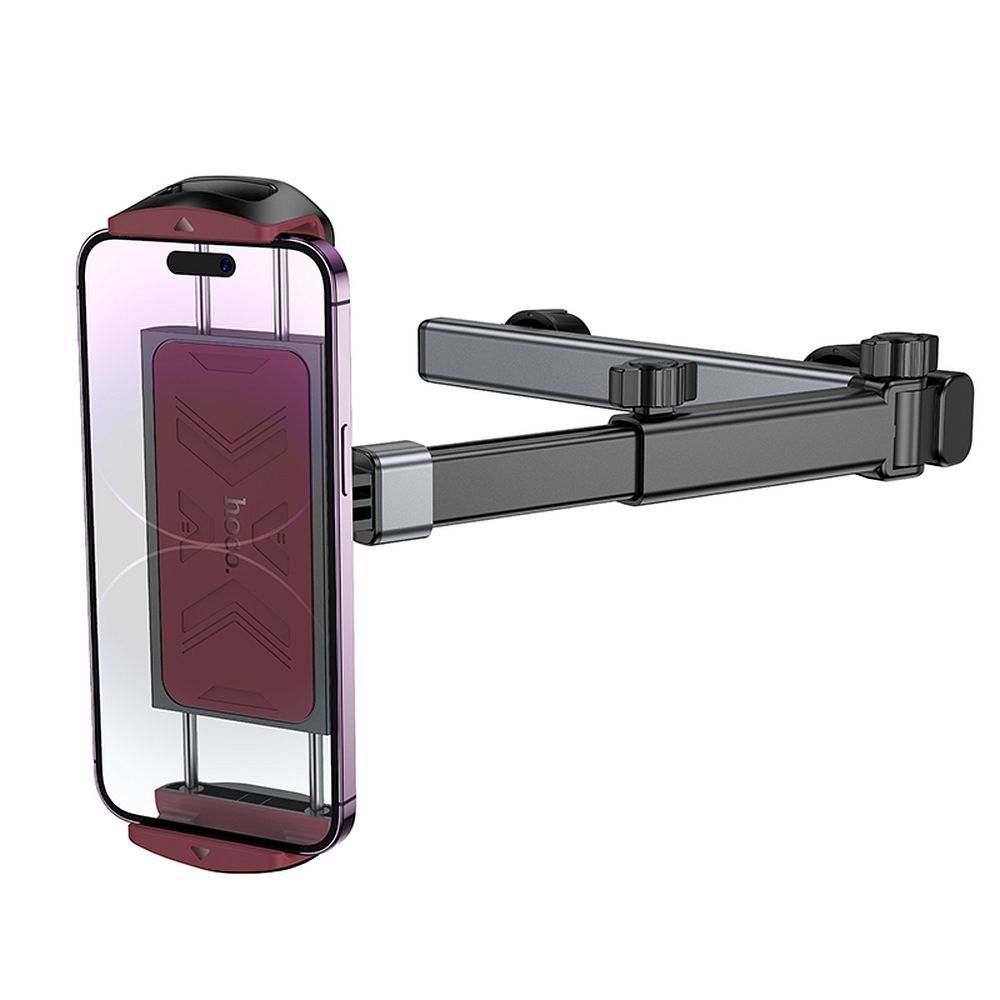 Suport auto universal hoco. pentru telefon / tabletă pentru tetieră telescopică (4.5″ – 13″) H69, negru și roșu