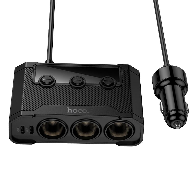 Încărcător auto, 2xUSB-A + 2xUSB-C + 3x porturi brichetă PD QC3.0, 240W, Hoco Z64, negru