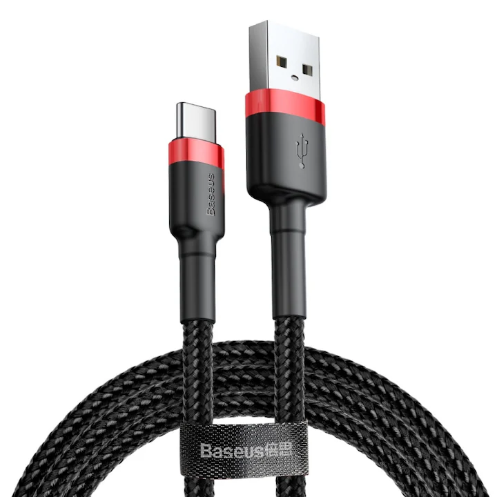 Cablu date și încărcare USB-A la USB-C, QC 3.0, 2A, 2m, Baseus, negru