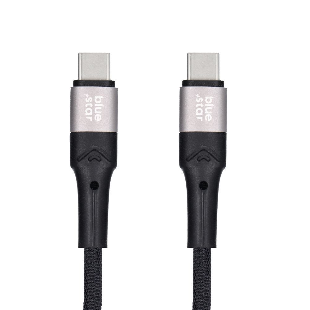 Cablu USB-C la USB-C Blue Star, 3A, 60W, PD QC4.0, împletit, 2m, TFK-DC-004, negru