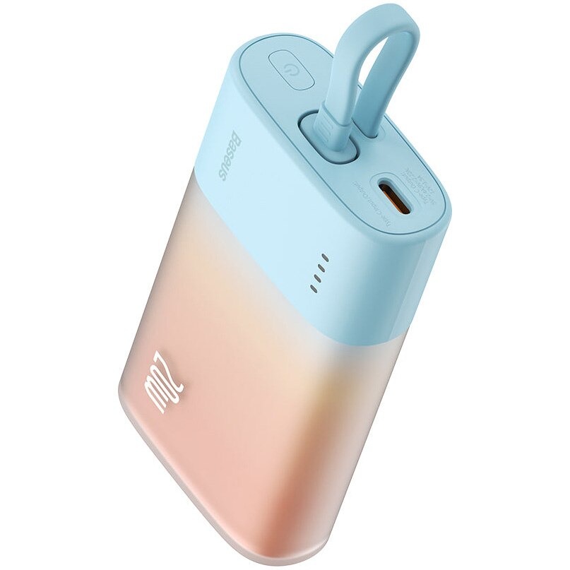PowerBank Acumulator extern Baseus Popsicle 5200 mAh, 20W, USB-C, cablu incorporat, Portocaliu