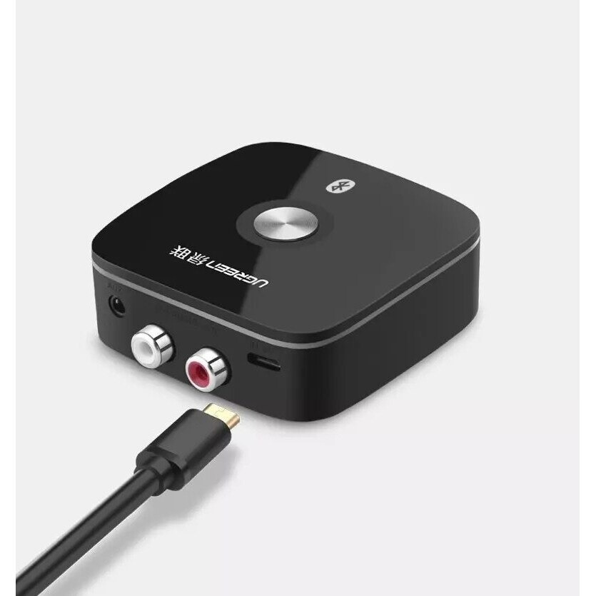 Adaptor Bluetooth 5.1 Ugreen, 2 RCA / 3.5 mm mini jack, aptX, Negru, 67x67x23mm