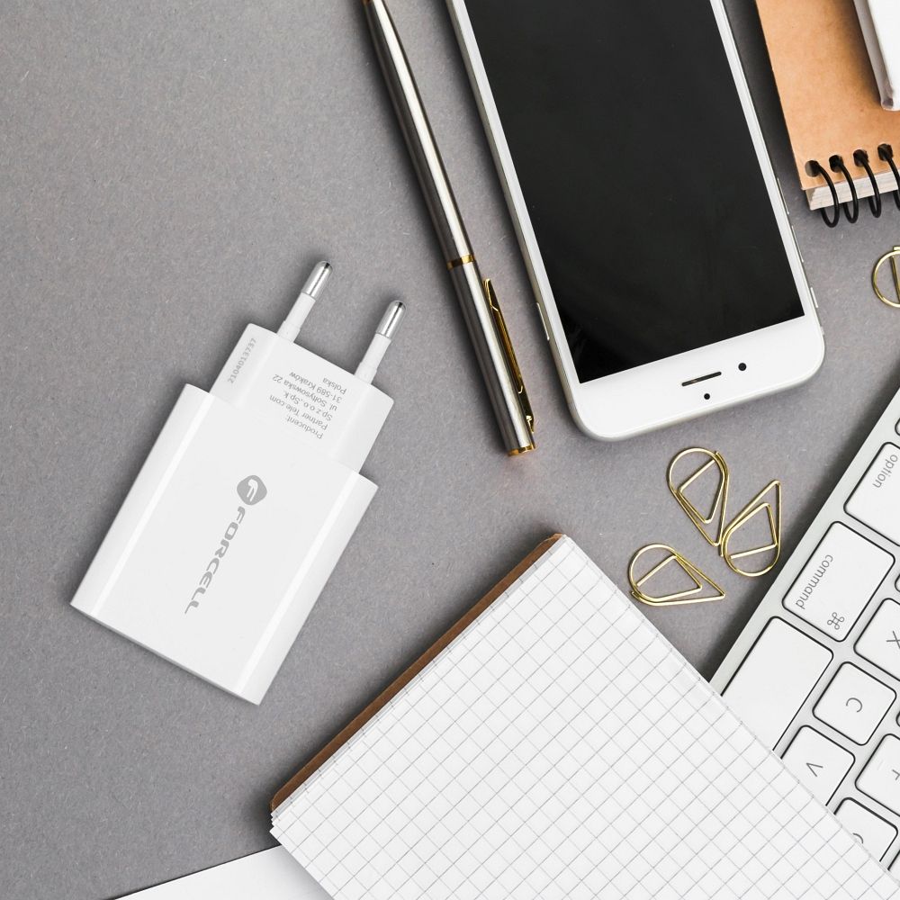 Încărcător rețea Forcell USB C, QC4.0, PD 3A, 25W, Alb