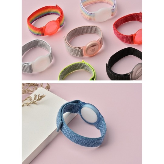 Husă și curea pentru copii TECH-PROTECT Nylon compatibilă cu Apple AirTag, albastru