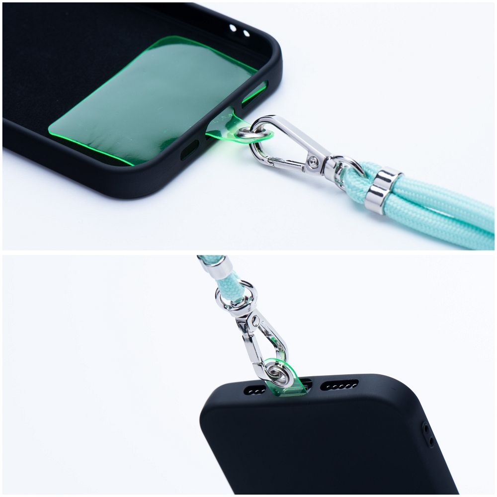 Șnur telefon SWING (6mm), pandantiv cu lungime reglabilă / lungime cablu 165cm (max 82,5cm în buclă) / pe umăr sau gât – verde deschis