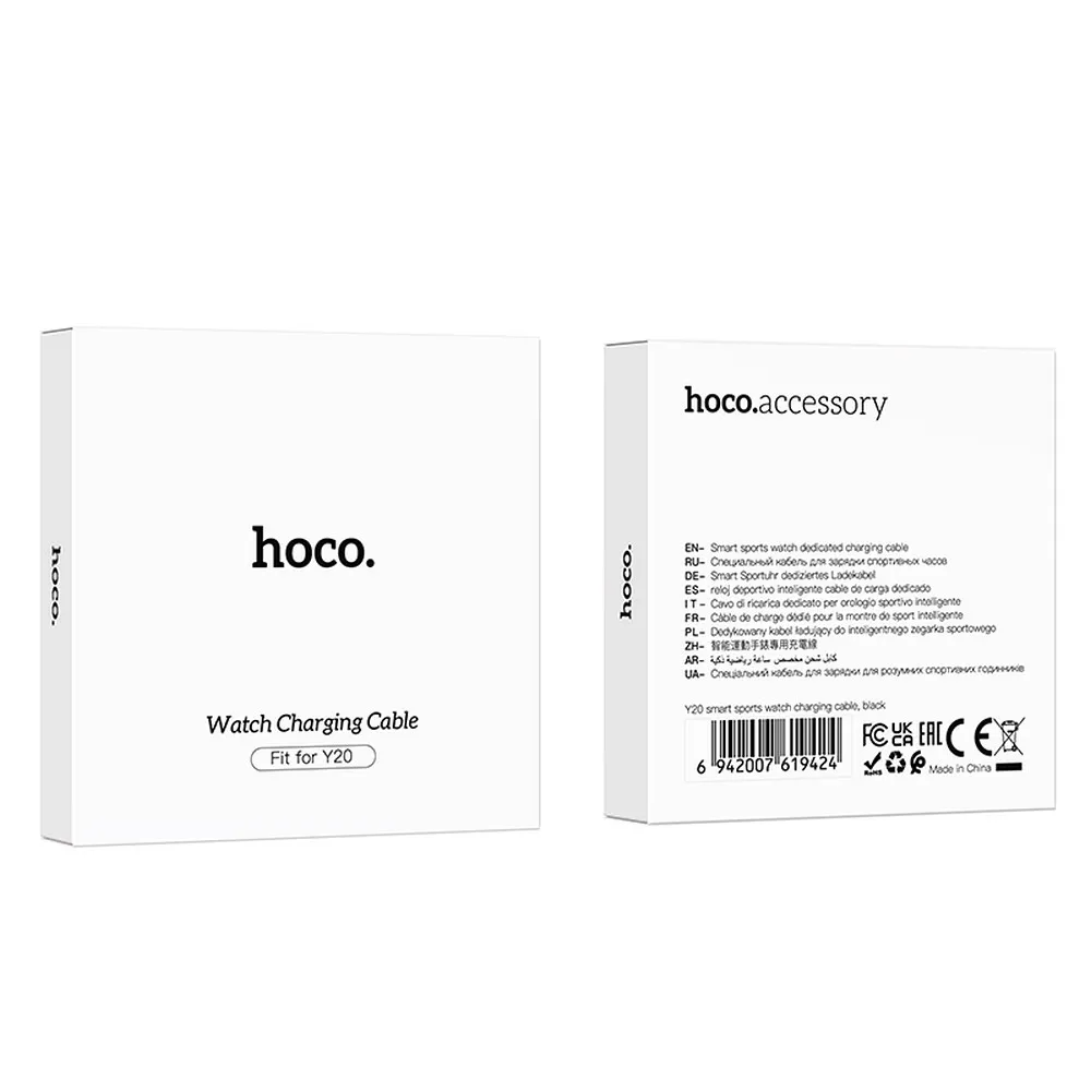 Cablu încărcare USB-A la smartwatch Hoco Y20, 0.6m, negru