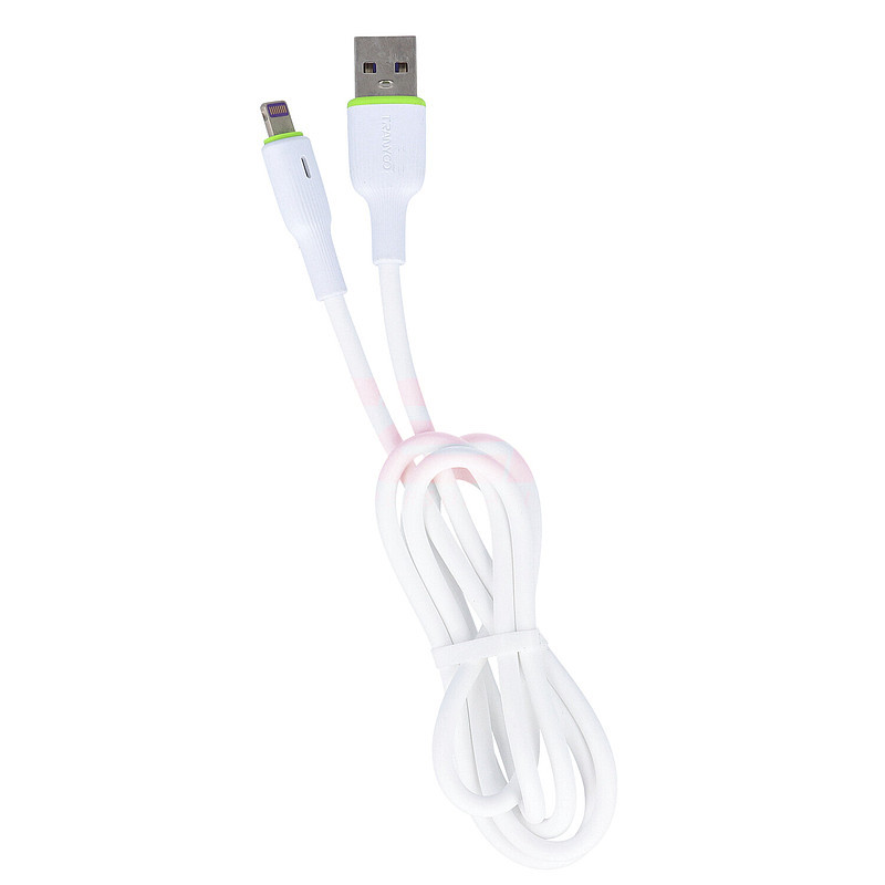 Cablu date soft silicone USB - Lightning TRANYOO Fast Charge T-X22 White