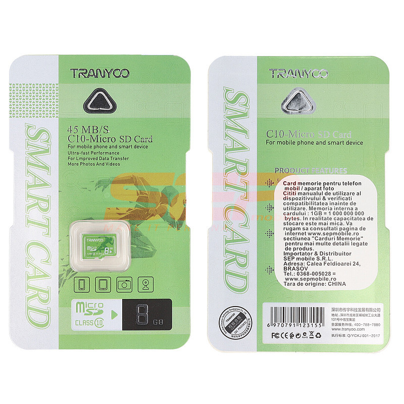 Card memorie micro-SD 8GB C10 TRANYOO