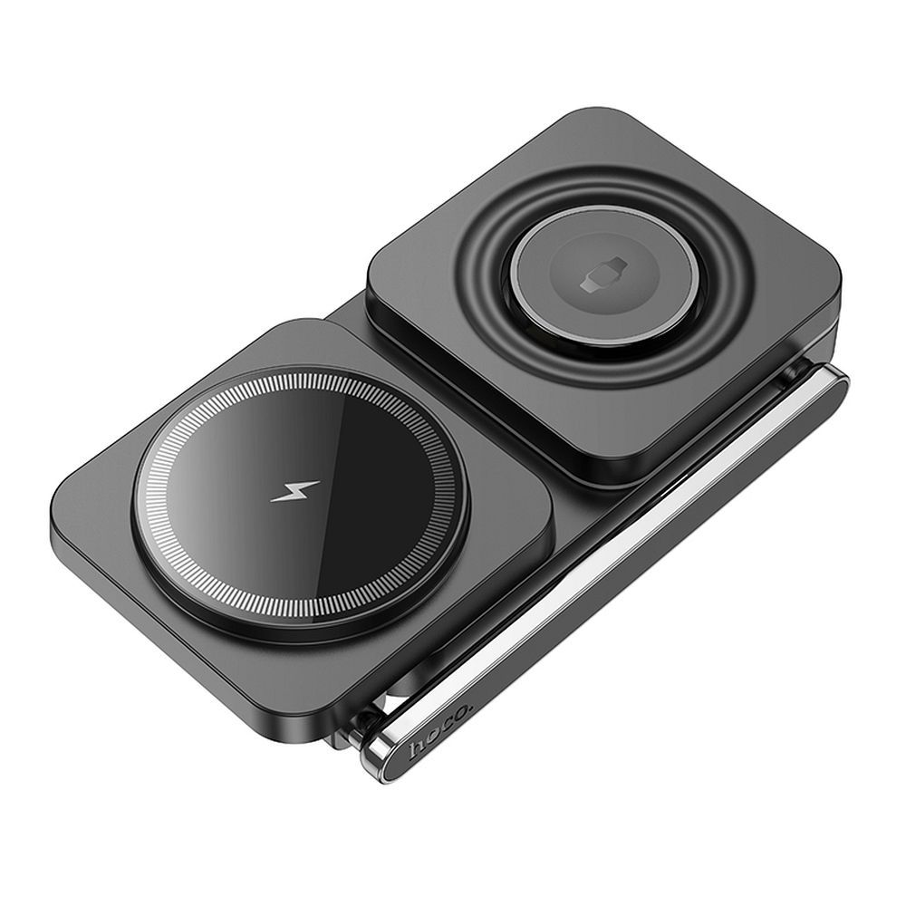 Încărcător wireless hoco. 3 în 1, 15W, pliabil, negru