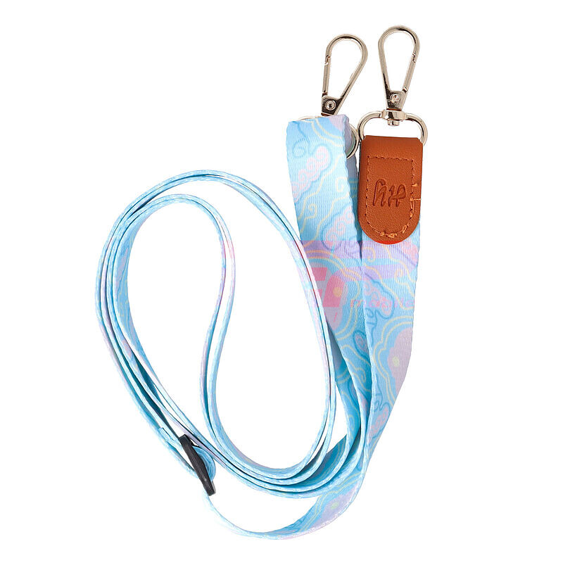 Snur textil dublu telefon mobil cu carabine Blue Stream