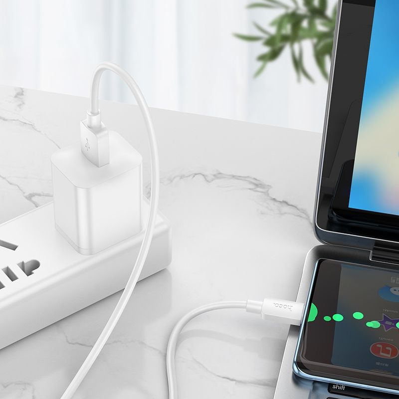 Cablu date și încărcare USB-A la USB-C, PD 2,4A, 27W, 1m, Hoco X96, alb