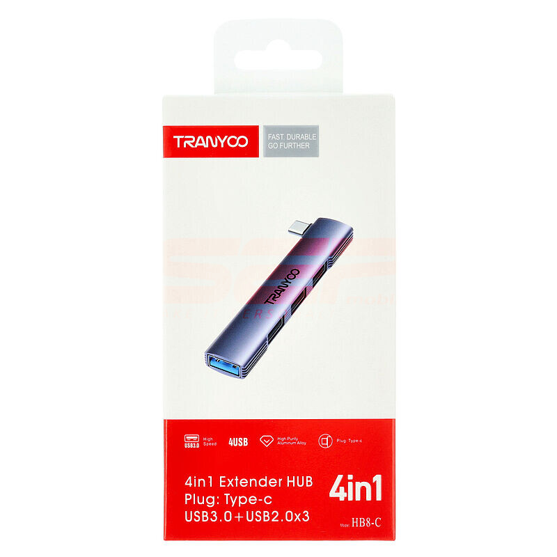 HUB extindere 4 in 1 cu conector Type-C TRANYOO HB8-C
