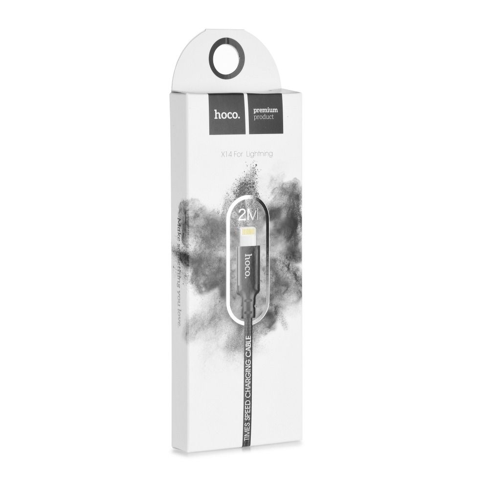 Cablu date și încărcare, 2A, USB-A la Lightning, 2m, Hoco X14, negru