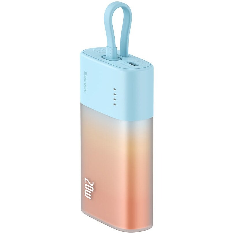 PowerBank Acumulator extern Baseus Popsicle 5200 mAh, 20W, USB-C, cablu incorporat, Portocaliu