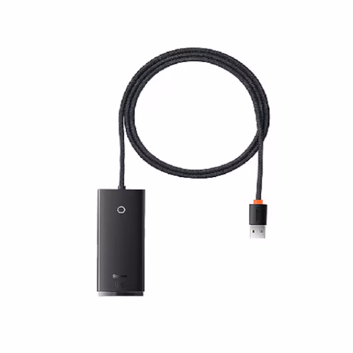 Cablu de date cu HUB, Baseus, Lite 4-in-1, USB – 4 x USB 3.0, 25 cm, negru