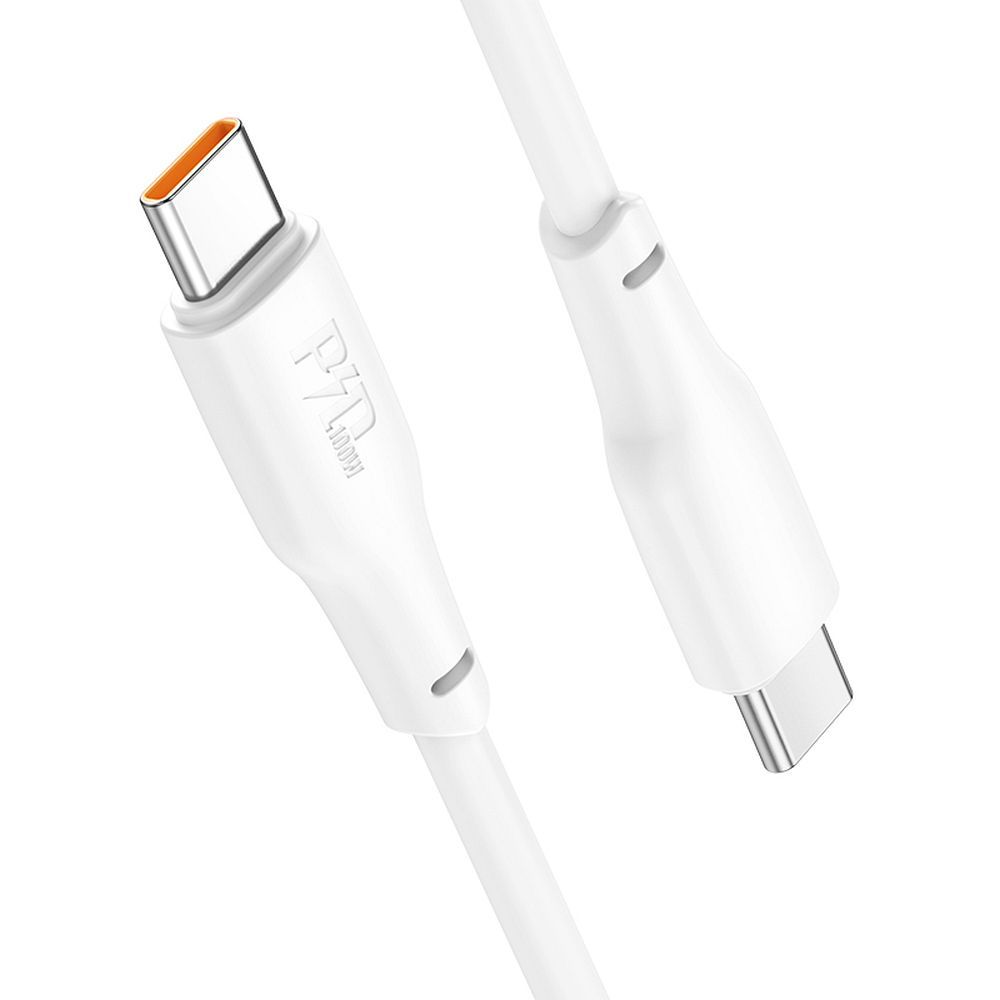 Cablu date și încărcare USB-C la USB-C, 3A, 100W, 2m, Hoco X93, alb