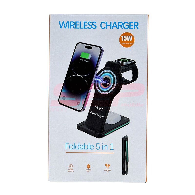 Incarcator retea wireless pliabil Fast Charge 5 in 1 15W H60