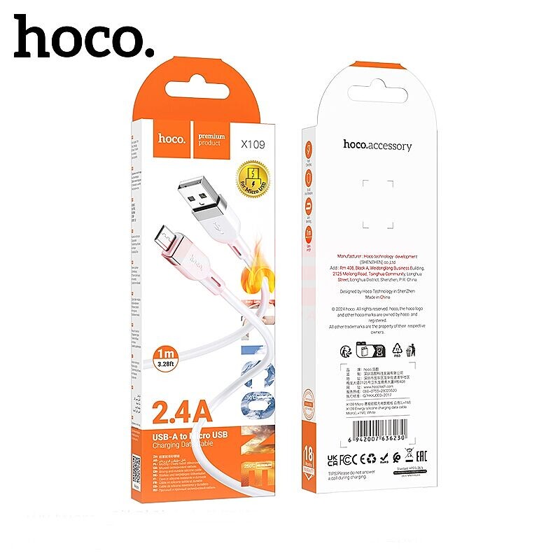 Cablu date soft silicone USB - Micro-USB 2.4A Hoco X109