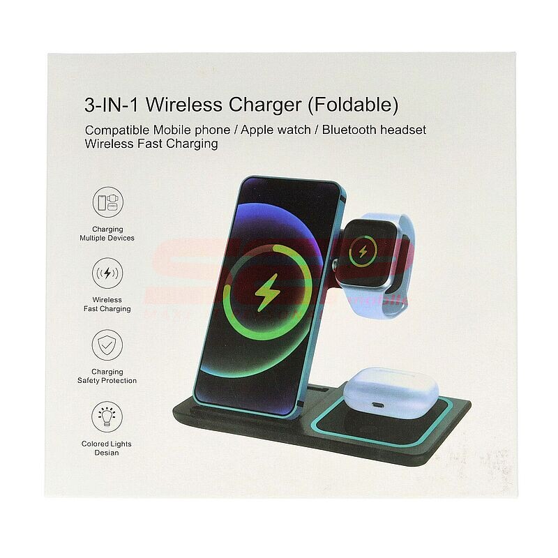 Incarcator retea wireless pliabil Fast Charge 3 in 1 15W X455