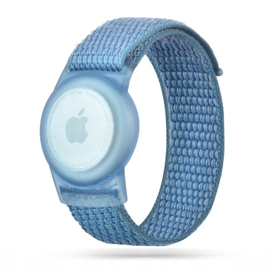 Husă și curea pentru copii TECH-PROTECT Nylon compatibilă cu Apple AirTag, albastru
