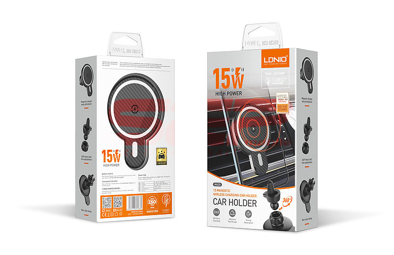 Suport auto magnetic cu incarcare wireless LDNIO Magsafe 15W MA20