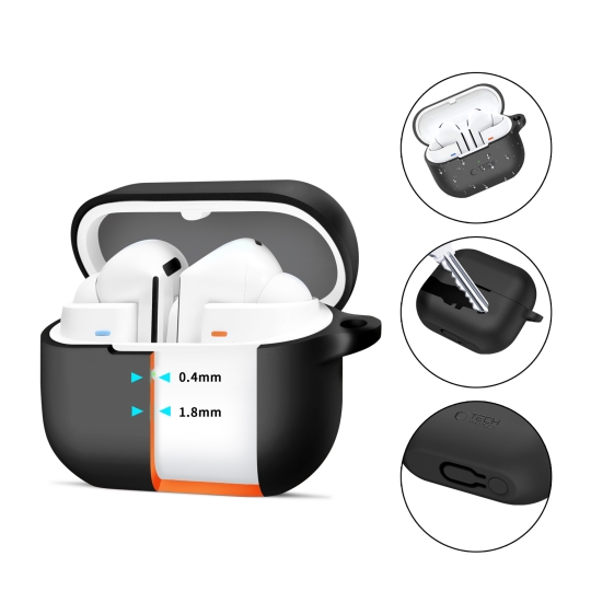 Carcasă TECH-PROTECT din silicon Hook compatibila cu Samsung Galaxy Buds 3 / 3 Pro, negru