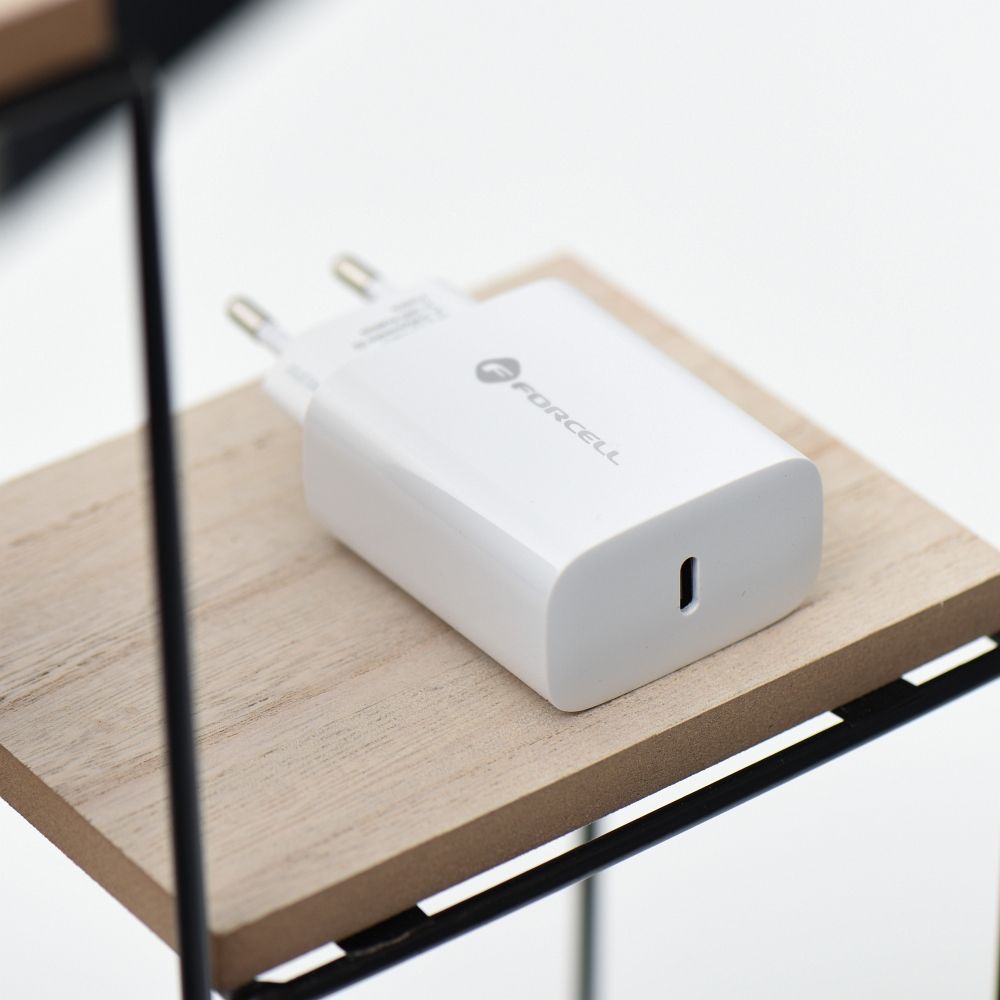 Încărcător rețea Forcell USB C, QC4.0, PD 3A, 25W, Alb