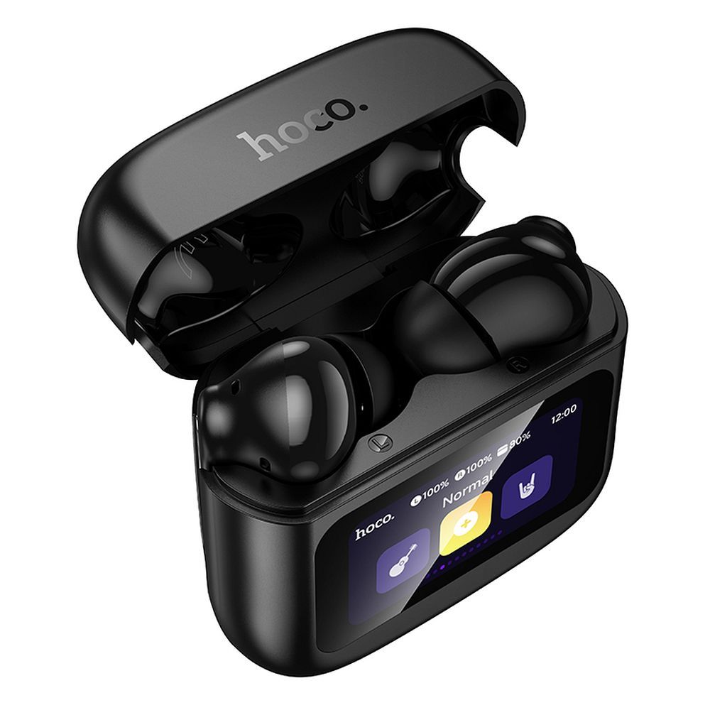 Căști wireless hoco. bluetooth cu ecran tactil TWS EQ14 negre