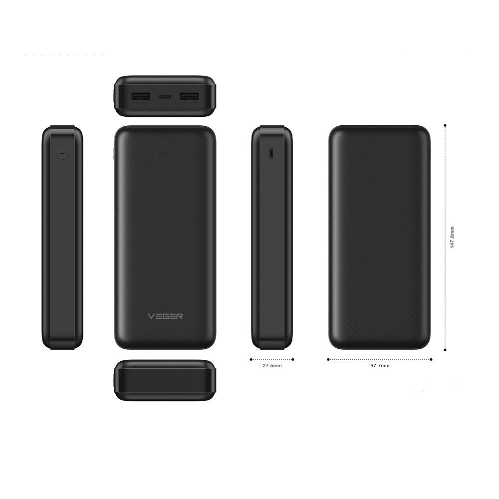 PowerBank VEGER 20.000 mAh, negru