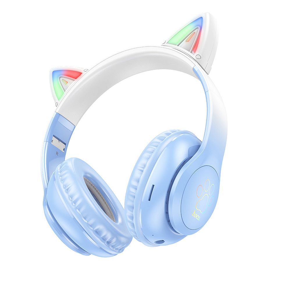 Căști pentru copii bluetooth wireless, Hoco W42, Cat Ears, albastre