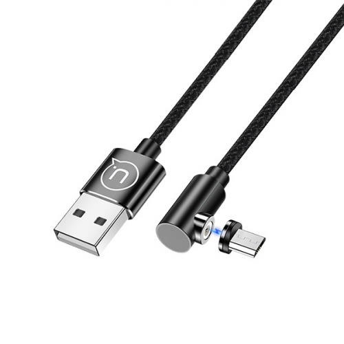 Cablu date Usams, magnetic, USB-A la MicroUSB, mufa detasabila magnetica, 1 m, negru