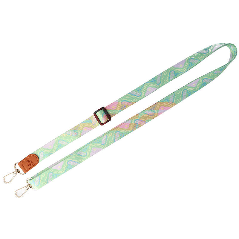 Snur textil dublu telefon mobil cu carabine Neon Tide