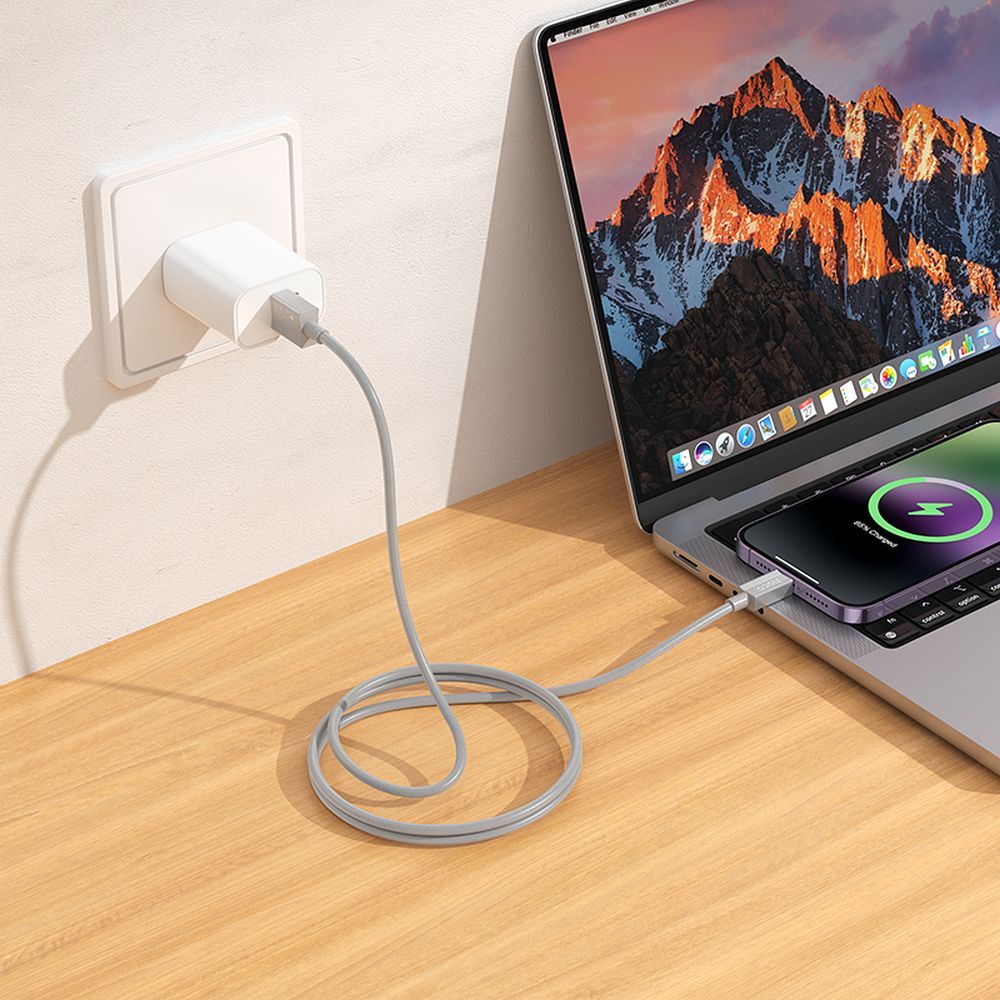 Cablu date și încărcare USB-A la Lightning, 2.4A, 1m, Hoco X107, gri