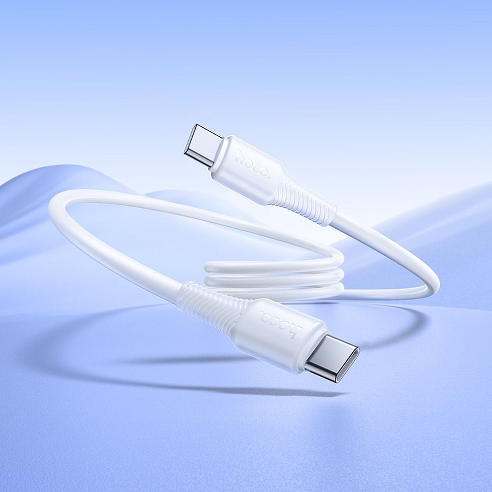 Cablu date și încărcare hoco. USB-C la USB-C, 3A, 60W, 1m, X120, alb