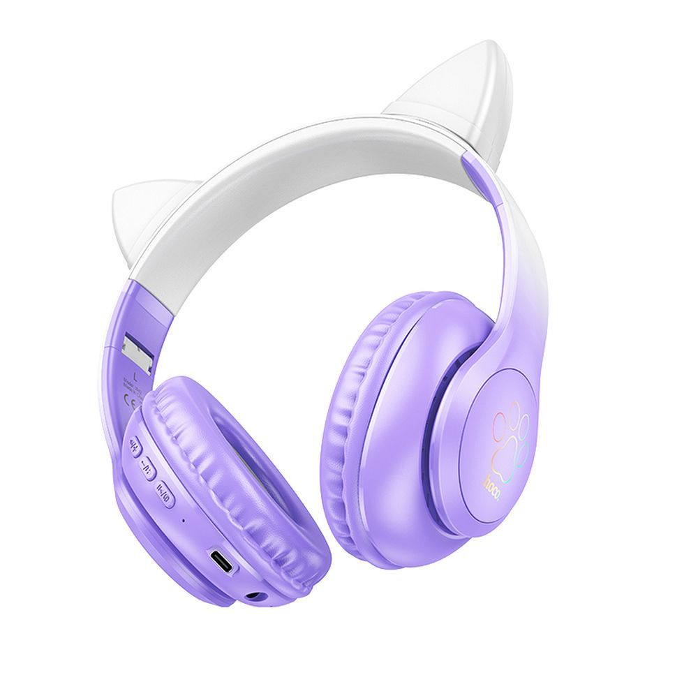 Căști pentru copii bluetooth wireless hoco. W42 Cat Ear violet