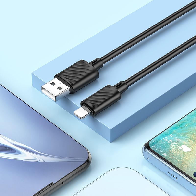 Cablu date și încărcare USB-A la Lightning, 2.4A, 2 m, Hoco X88, negru