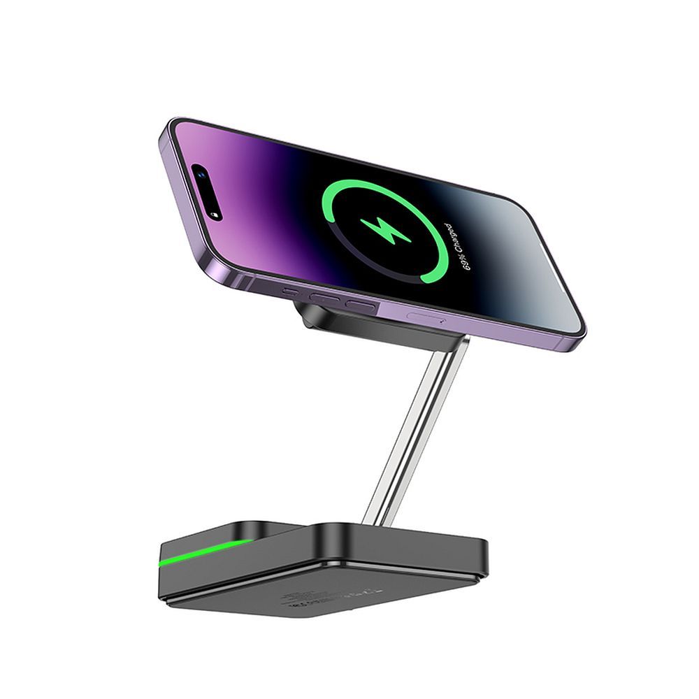 Încărcător wireless hoco. 3 în 1, 15W, pliabil, negru