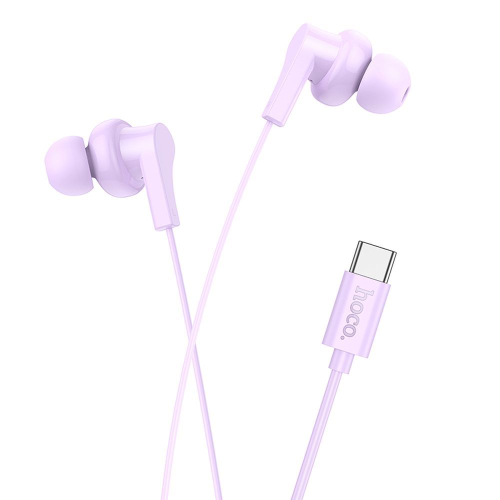 Căști cu fir hoco. USB-C, controler si microfon pe fir, 1.2m, violet (M114)