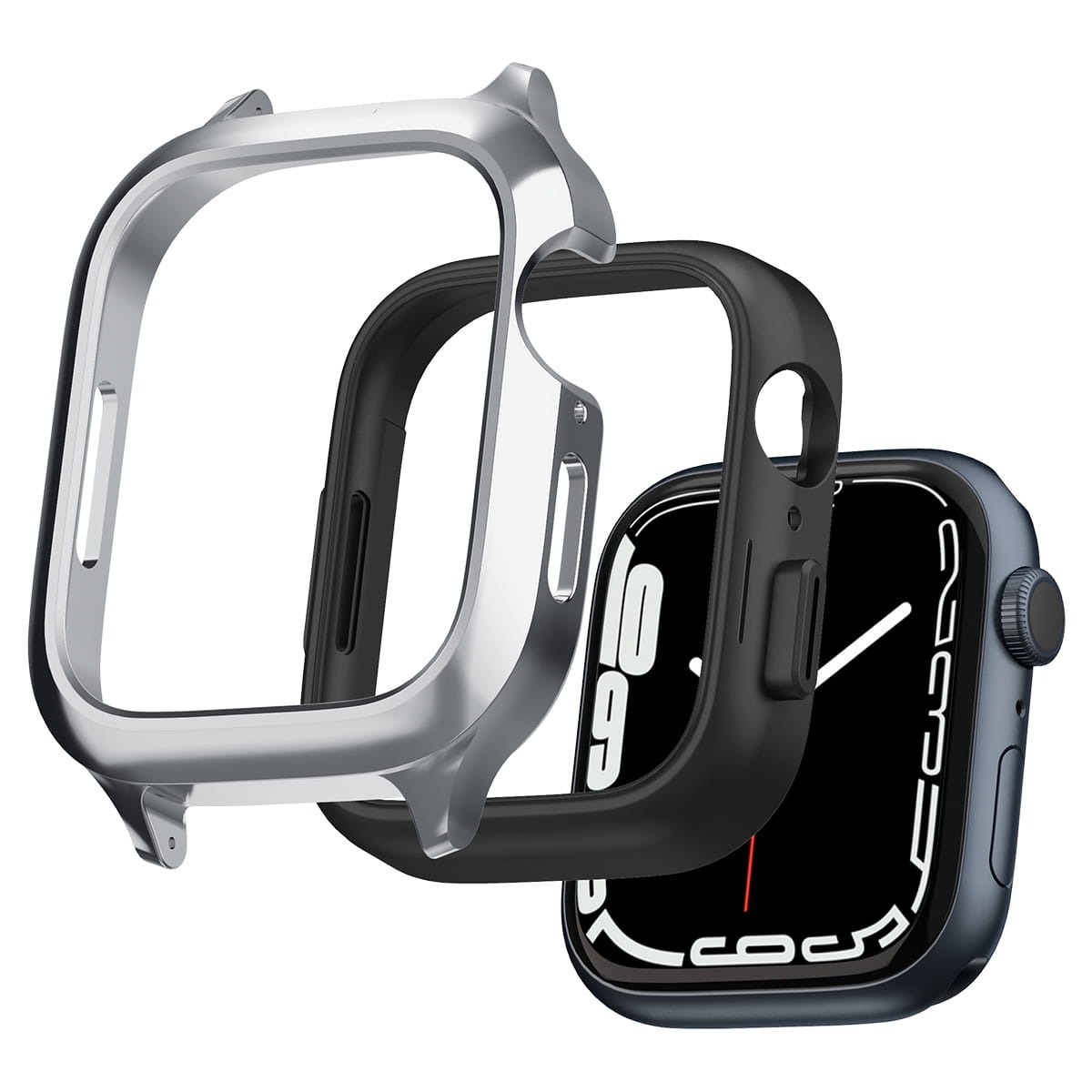 Husă și curea metalică Spigen Apple Watch 44mm / 45mm, argintie