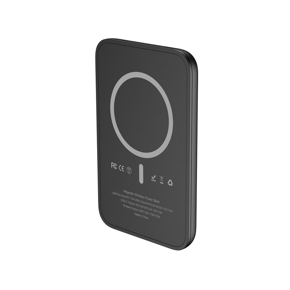 Baterie externă / PowerBank VEGER 5000 mAh cu încărcare inductivă compatibilă cu MagSafe PD QC3.0 2A 20W MagOn Kick (V0553P / W0553P), negru