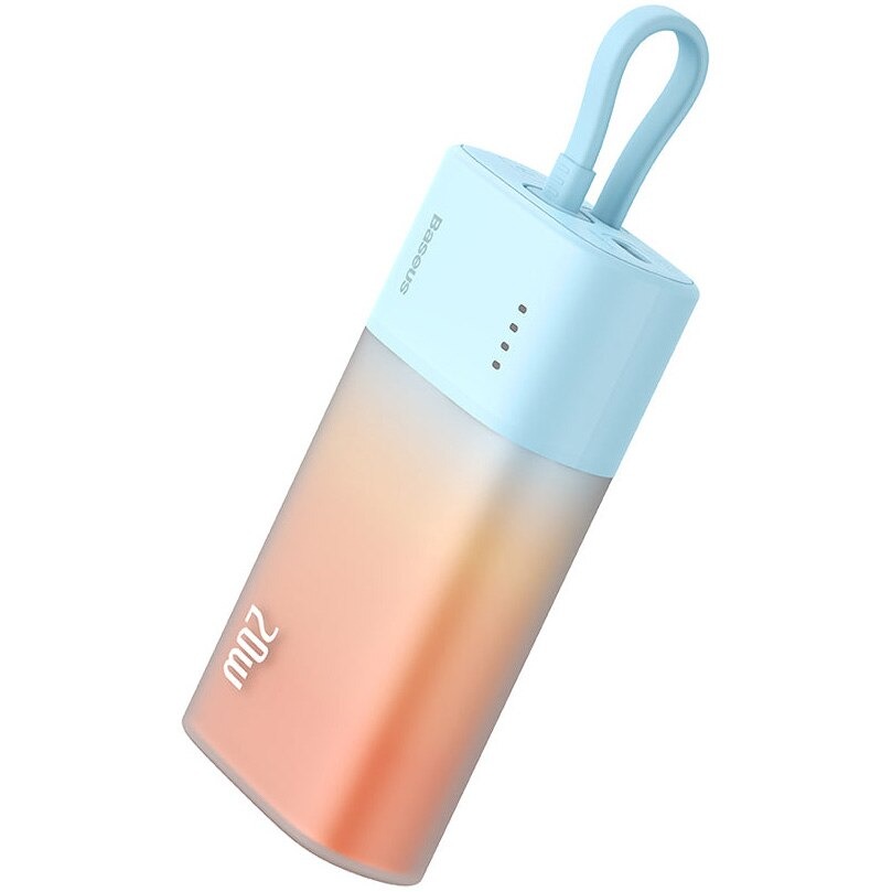 PowerBank Acumulator extern Baseus Popsicle 5200 mAh, 20W, USB-C, cablu incorporat, Portocaliu