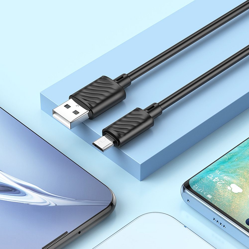 Cablu date hoco. USB-A la Micro USB, 2.4A, 1m, X88, negru