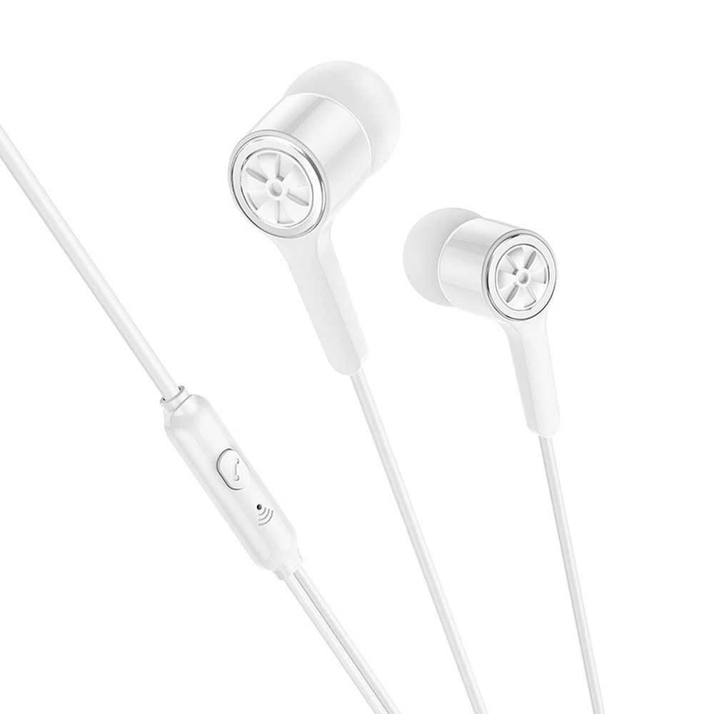 Căști cu fir Jack 3.5 mm, Hoco M104, albe