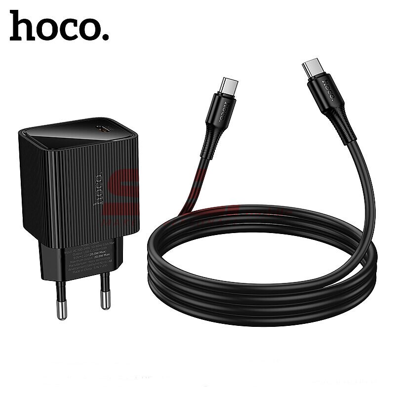Incarcator retea Fast Charge Type-C - Type-C 20W cu display digital Hoco. CS82A
