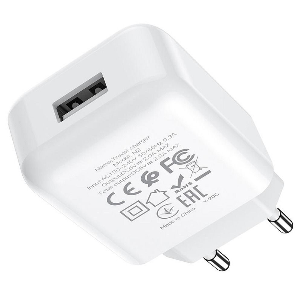 Încărcător de telefon Hoco, USB-A 2A 10W N2, alb
