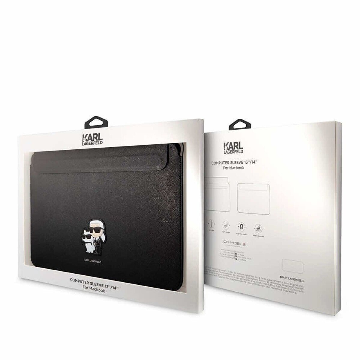 Husă Laptop 13/14″ Karl Lagerfeld Saffiano, Karl & Choupette NFT, Negru (KLCS14SAKCPMK)