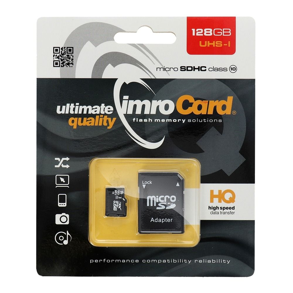 Card de memorie microSD IMRO 128GB 100MB/s clasa 10 UHS I cu adaptor SD