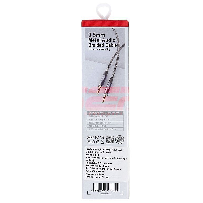 Cablu audio 3,5mm la 3,5mm Tranyoo T-E10 1 metru